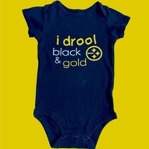 Pittsburgh Steelers I drool Black and Gold Baby Onesie size 9M
